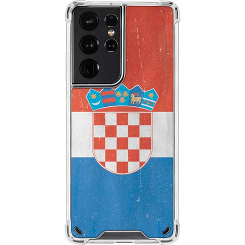 Croatia Flag Distressed Galaxy S21 Ultra 5G Clear Case